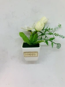 Hot Sell White Flowerpot Flosculus Flowers Fridge Magnet Resin Promotional Souvenir