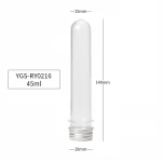 Hot selling plastic PET 45ml container preform with aluminium lid,hdpe preform