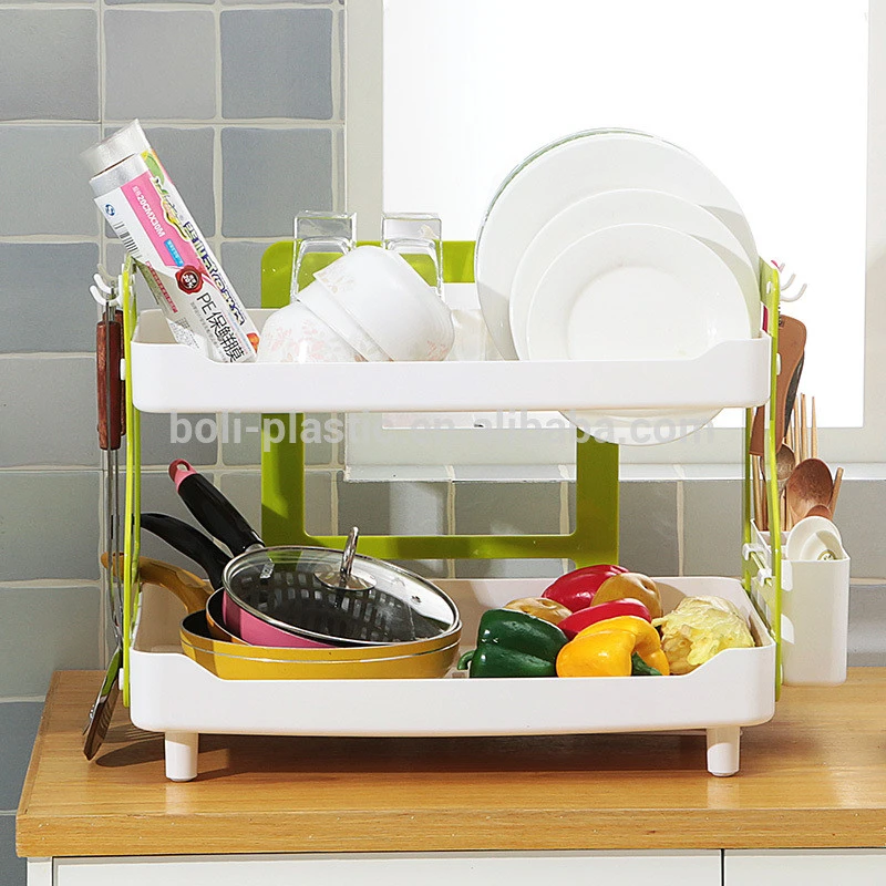 Household product high quality PP plastic double-deck kitchen dish drying rack