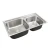 Import Household silver rectangular brushed 201 stainless steel bottom-mounted double bowl kitchen sink from China