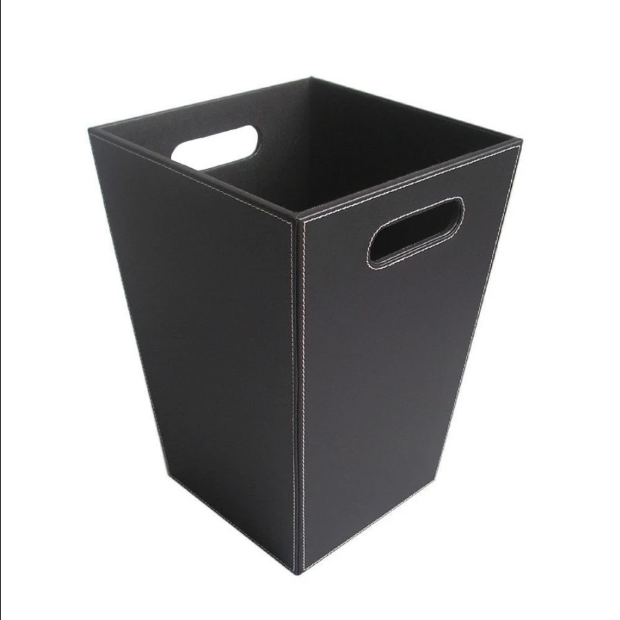 Household Sundries Leather Garbage Can Hotel Supplier Leather Waste Bins