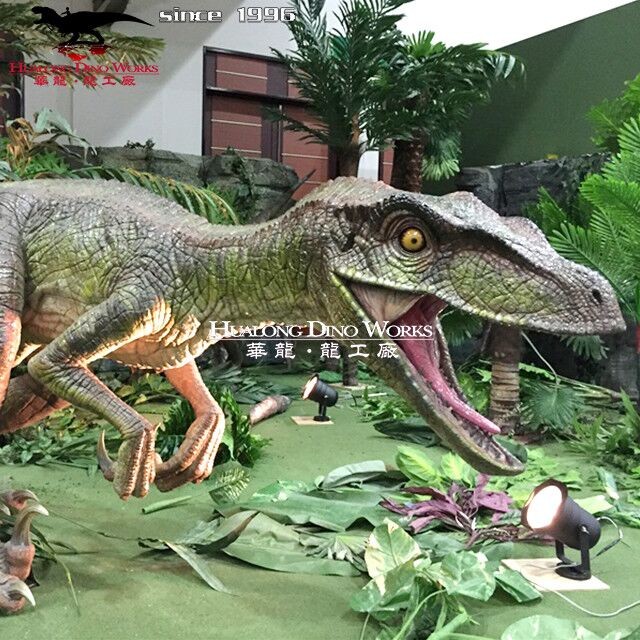 Huge Animatronic Dinosaur Raptor Model For Amusement Park Lifesize Animated Robotic Dinosaur