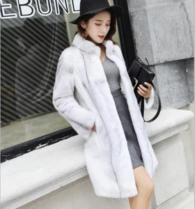 Imported Velvet Mink Coat Women Whole Long Silver Cross Real Fur Coat Female