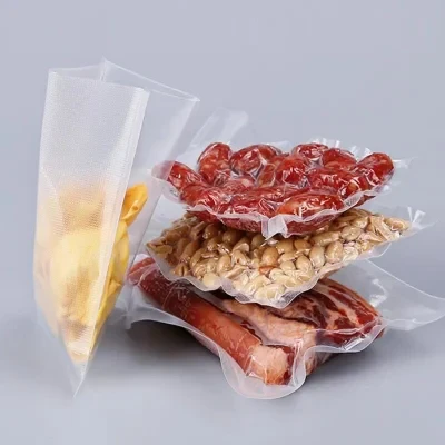 in-Stock Nylon Heat-Sealed Vacuum Bags Embossed Surface Moisture-Proof Food Packaging Pouch Three Side Seal Bag Plastic Bags
