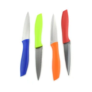 In stock stainless steel non stick coating chef fruit paring utility knife 4 piece kitchen knife set with pp handle