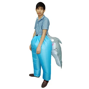 Inflatable Fierce Shark Bite Bule Pants Costumes Dress Animal Mascot Blow-up Waterproof Cosplay Party Decoration  for Adults