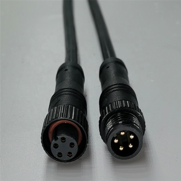 Ip68 led light m12 2pin connector cable outdoor ip68 underwater m12 2pin waterproof connector cable