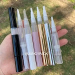 JANCY PACK 3ml small round empty pink twisted lip gloss pen tube nail polish bottle liquid foundation container with soft brush
