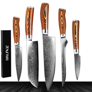 Japanese Damascus Knife Set Cutter Slicing Filleting Steak Utility Knives VG-10 Forged Damascus Steel Kitchen Chef Knife Set New