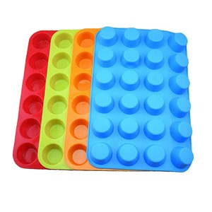JJRY14024 24 Cup Silicone Cake And  Ice  Mold 13 inch Blue Silicone Baking Mould