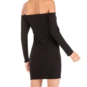 JS68PH168-17  2019Sexy nightclub new one-shoulder long-sleeved tight-knit dress online shopping