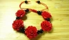 JY15071001 yiwu red roses woven carved lacquerware bracelet,weave flower bracelet,handmade bangle