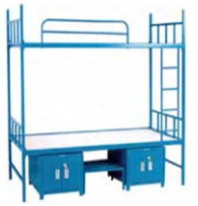 K7 School dormitory metal double deck bed with double cabinets
