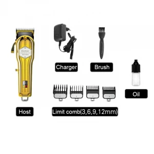 Kemei KM-1984 Gold  Professional Rechargeable Hair Clippers Cutter Head Adjustable LCD Display Electric Hair Trimmer