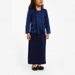 Kids Puff Sleeve Matching Family Outfits Lace With Muslim Girls Abaya