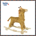 Kids Ride On Rocking Giraffe Plush Animal Rocker W/ Wheels Children Play Toy