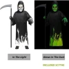 Kids Scary Glow In The Dark Phantom Grim Reaper Cosplay Robe Halloween Theme Party Costumes With Scythe