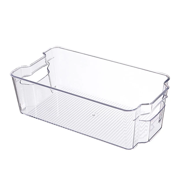Kitchen Plastic Pull Out Storage Box Transparent Drawer Fridge Food Organizer With Handle