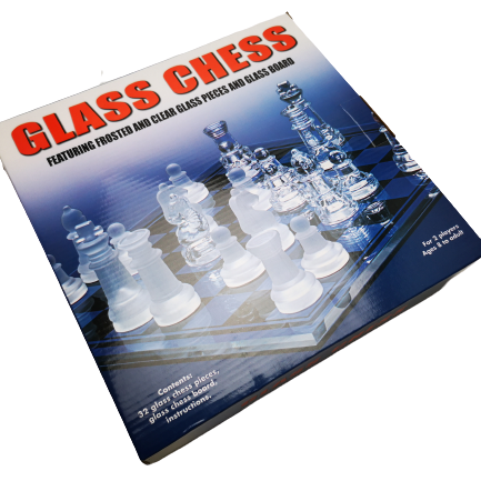 LANDER-MAN  Glass Clear and Frost Pieces Chess Set Glass Chess Games