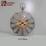 Large Antique Industrial Style Roman Numeral Metal Wall Clock