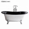 Latest design Antique Claw Foot Standing 1 Person Soaking Bath Tubs Black and white color boat shaped bathtub