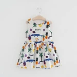 Latest Frock Design For Kids Cheap Cotton Dresses Crocodile Printed Summer Sleeveless Little Baby Dresses