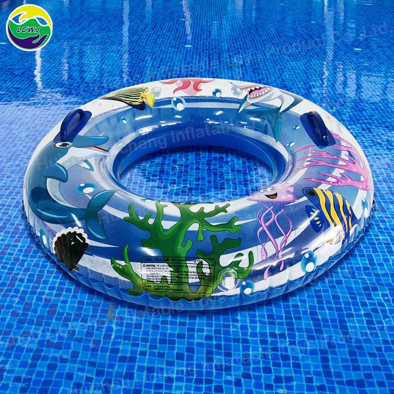 LC custom pvc inflatable float swimming ring Ocean Lively print for kids and alduts