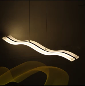 led modern wave acrylic/wood pendant light for dining room, living room