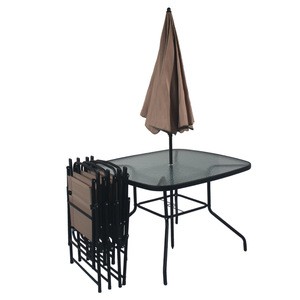 Leisure 6pcs Outdoor Ways Patio Luxury Metal Modern Balcony Dinning Garden Furniture Sets with umbrella