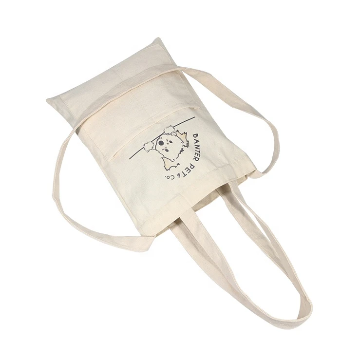Long handle Durable Sewing 12oz Canvas Printed Tote Bag Cotton Shopping Bag