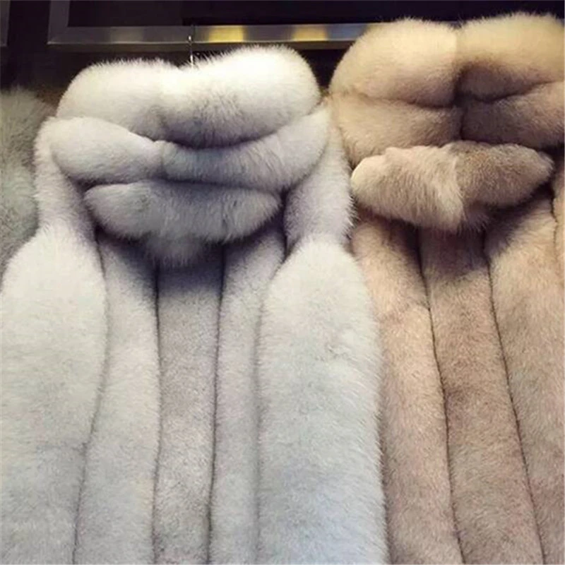 Long Winter Womens Faux Fur Coat Artificial Fur Vest Furry Vests Femme Jackets Plus Size Warm Fake Fur
