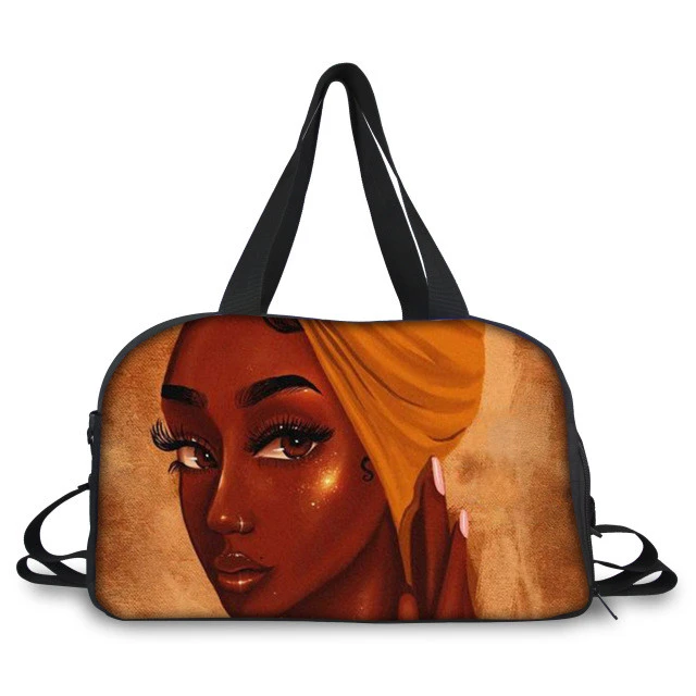 Luggage Travel Bags Women Black Art African Girls Printing Sport Female Large Traveling Duffle Tote Weekend Bags Bolsa De Viaje