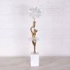 LUXURY HOME DECOR  BRASS AND SELENITE STATUE WITH MARBLE BASE LIVINGROOM SCULPTURE DECORATION ACCESSORIES