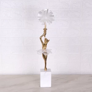 LUXURY HOME DECOR  BRASS AND SELENITE STATUE WITH MARBLE BASE LIVINGROOM SCULPTURE DECORATION ACCESSORIES