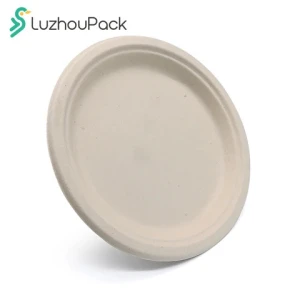 LuzhouPack Customized Fast Food Tray Pulp Tableware 9 Inch 100% Compostable Biodegradable Disposable Bagasse Sugarcane Paper Pla