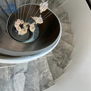 LX Luxury Customized Modern Calacatta Grey Marble Design Staircase Spiral Marble Stair