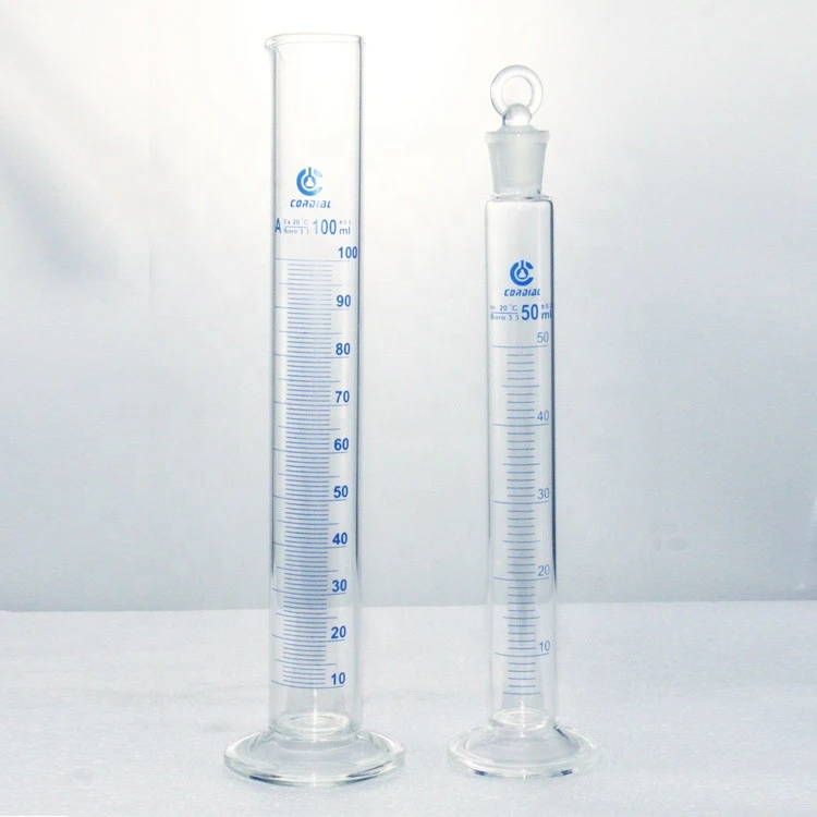 Measuring cylinder with hexagonal glass base with bumper cordial