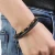 Import Men Magnetic Clasp Beaded Bracelets Jewelry Black Genuine Leather Natural Stone Tiger Eye Bracelet from China