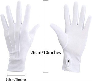 Men Women Band Costume White Stitched Formal Tuxedo Dress Parade Inspection Cotton Etiquette Jewelry Gloves