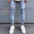 Import Mens Stretchy Ripped Skinny Biker Jeans Taped Slim Fit Denim Pantsmotorcycles wrinkles Bermuda pants Knee Hole Jeans Patch from China