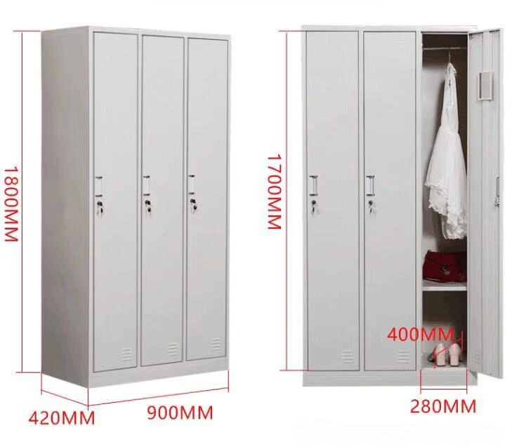 Metal Wardrobe Closet Cabinet,Small Office 3 Door Steel Clothes Storage Locker