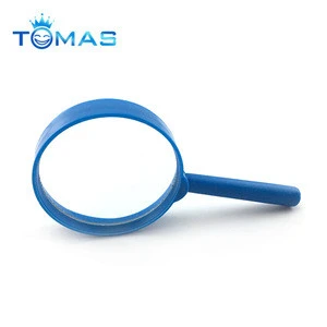 Mini portable glass plastic handle toys magnifier for kids transparent magnifier learning home office gift