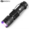 Mini portable pocket 365nm purple violet light uv torch waterproof rechargeable uv led flashlight back light