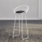 Modern high quality  iron art  stool casual  metal bar chair pink high  chairs dining chair upholstered