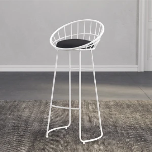 Modern high quality  iron art  stool casual  metal bar chair pink high  chairs dining chair upholstered