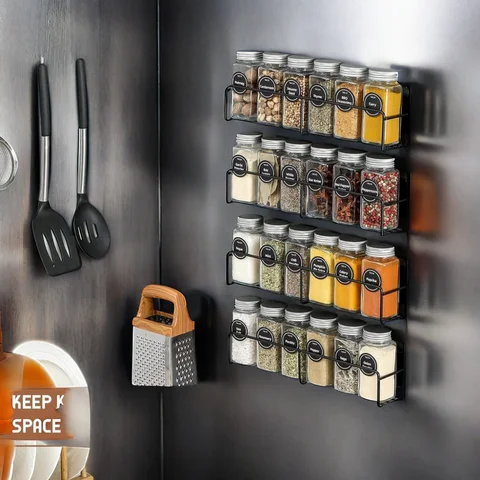 Buy Modern Set Of 4 Magnetic Spice Racks With Kitchen Organizer ...