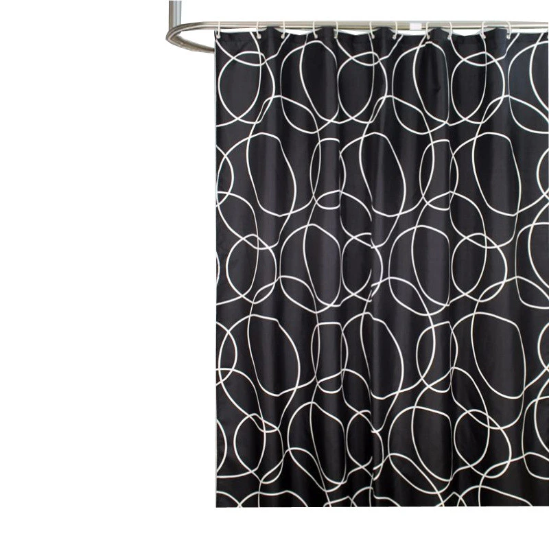modern thick  polyester Fabric luxury black color  shower curtain for  home and hotel
