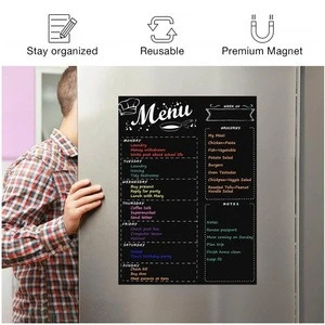 MoKo 16x12&quot; Magnetic Weekly Menu Board with 8 Color Markers for Kitchen Refrigerator