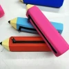 Multi color pen shaped silicone pencil case with zipper pencil bags for students
