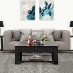 Multifunctional Lift Top Coffee Table Modern Luxury Square Black MDF Wood Living Room Furniture Tea Center Table Coffee Table